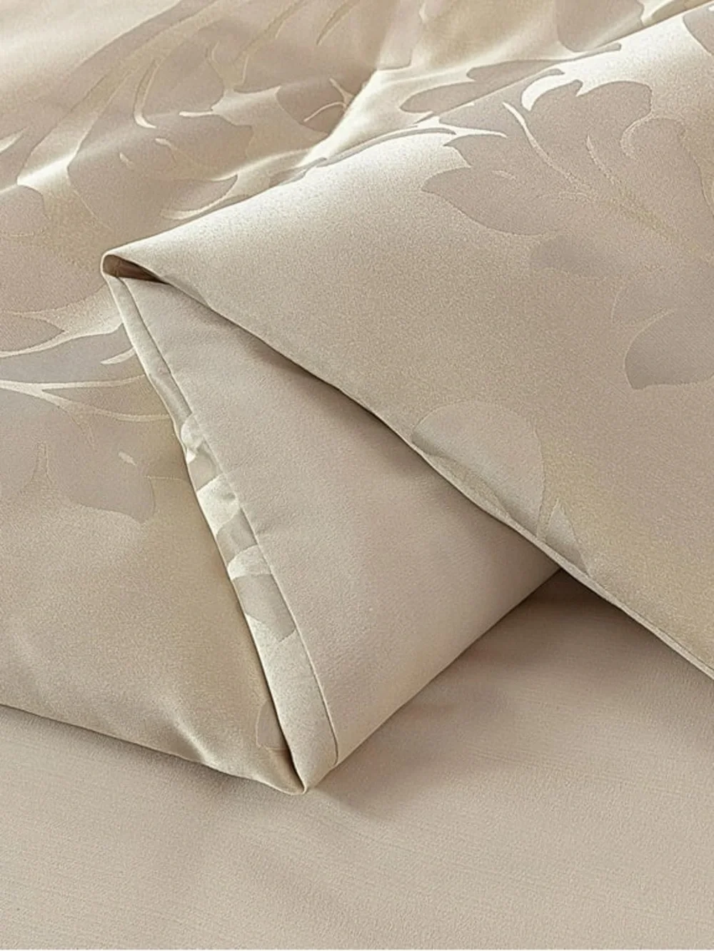 Beige Damask Oversized Queen 3 piece Comforter Set